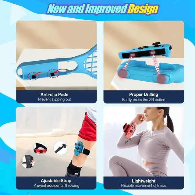 Alt view image 5 of 7 - 24 in 1 Switch Sports Accessories Bundle with Storage Bag Compatible with Nintendo Switch/OLED Joy-con, More Than 12+ Switch Sports Games Experience, Double Player, Family Gatherings