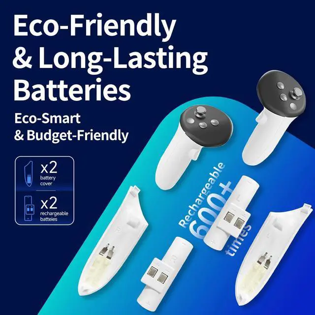 Alt view image 5 of 7 - Charging Dock for Meta Quest3/3S, 18W Fast Charger with 2 Rechargeable Batteries, 8 LED Lighting Modes, USB-C Charging Accessory for Oculus Meta Quest 3/3S, Support Elite/Battery Head Strap