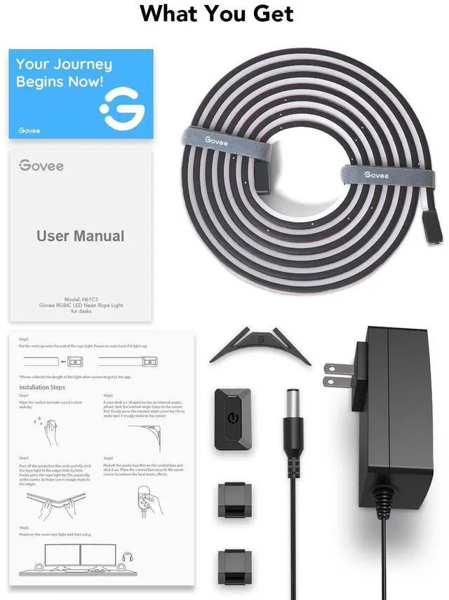 Alt view image 7 of 7 - RGBIC Gaming Lights, 10ft Neon Rope Lights Soft Lighting for Gaming Desks, LED Strip Lights Syncing with Razer Chroma, Support Cutting, Smart App Control, Music Sync, Adapter (Only 2.4G Wi-Fi)