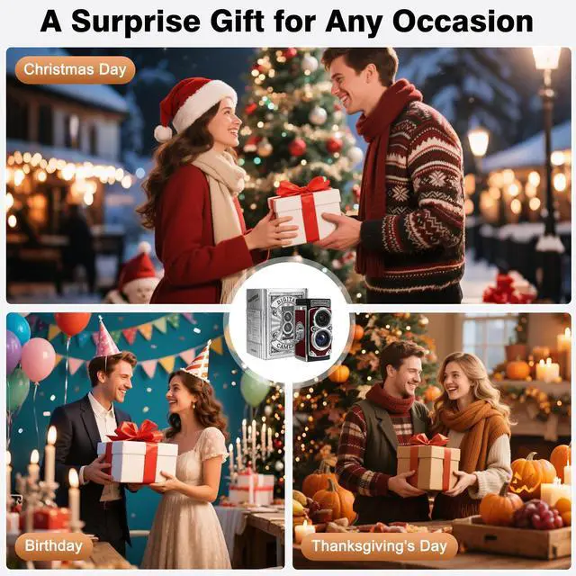 Alt view image 7 of 7 - CHUZHAO Vintage Mini Digital Camera, Portable TLR Style Retro Point and Shoot Compact Small Pocket 1080P FHD Video 12MP Autofocus Vlogging Camera with 16 GB Card for Beginners Teens Adults Red