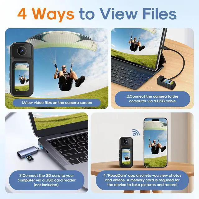 Alt view image 3 of 7 - Mini Body Camera 128G with 1.47inch LCD Screen, 2.7K Thumb Size Action Body Cam with Audio&Video Thumb Hands Free POV Recording, Mount Free, Magnetic Sport DV for Bike Cycling Vlogging Pet Walk Swim