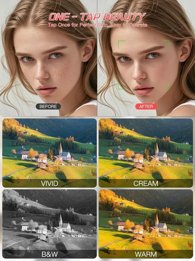 Alt view image 6 of 7 - Digital Camera,Autofocus 4K Vlogging Cameras for Photography with 32GB Card,64MP Portable Compact Point and Shoot Digital Camera for Teens Kids Adult Beginner with 16X Zoom Anti Shake (Pink)