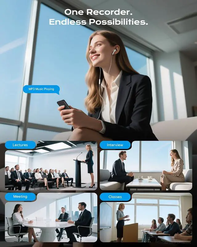 Alt view image 7 of 7 - 128G (9800 Hour) Voice Activated Recorder, Double-Sided Magnetic Voice Recorder with Playback, Audio Recorder with AI-Intelligent Noise Reduction, 70H Continuous for Lectures, Meetings