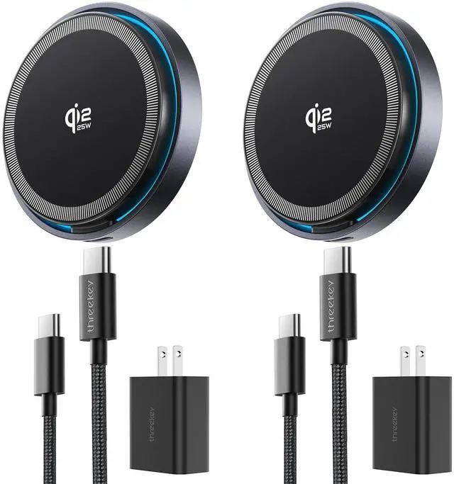 Main image of for MagSafe Charger, 2 Pack Qi2 25W Fast Charging Pad with Cooling Fan, Magnetic Wireless Charger with 6.6ft Cable for iPhone 17/16/15 Series (2 Adapters Included)