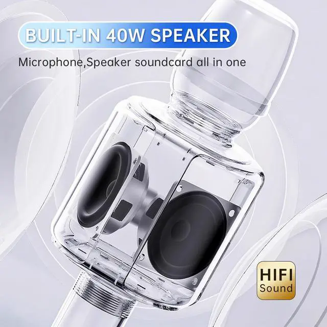Alt view image 3 of 7 - Professional Wireless Karaoke Microphone with Soundcard and Speaker,3 in 1 Bluetooth Karaoke Machine Featuring Surround Sound and Dynamic Pickup That Surpasses Ordinary Karaoke Microphones