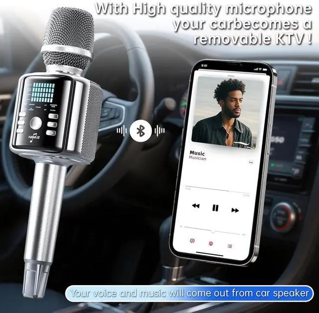 Alt view image 6 of 7 - Professional Wireless Karaoke Microphone with Soundcard and Speaker,3 in 1 Bluetooth Karaoke Machine Featuring Surround Sound and Dynamic Pickup That Surpasses Ordinary Karaoke Microphones