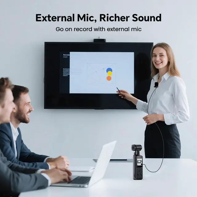 Alt view image 4 of 7 - 5K Body Camera with Audio, 270° Rotating Lens, External Mic, and EIS Stabilization 4K/60FPS Z14 Vlogging Camera for Daily Recording and Personal Record (128GB)