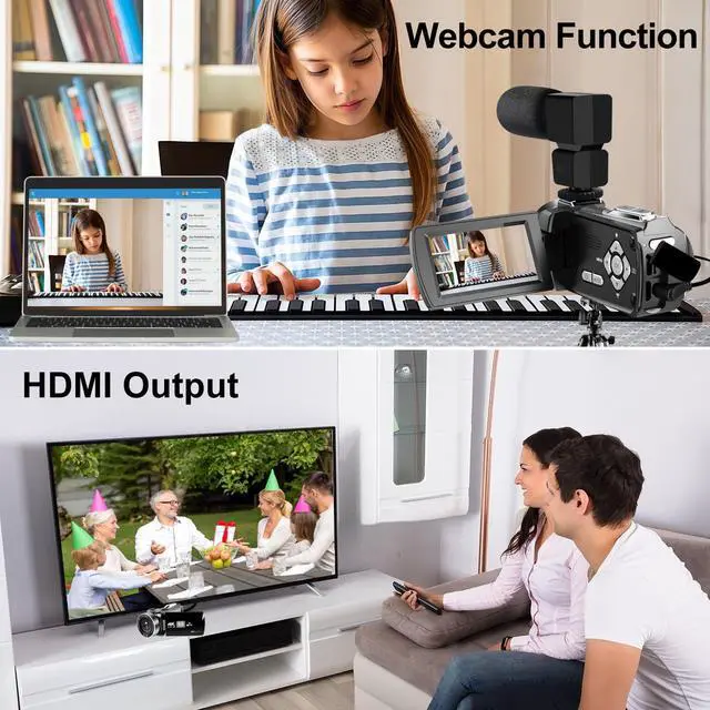 Alt view image 5 of 7 - Camcorder Video Camera 4K 48MP HD Camera Recorder, 18X Digital Zoo 3" Touch Screen Vlogging Camera for YouTube with Microphone, Stabilizer, Lens Hood, Remote and 2 Batteries