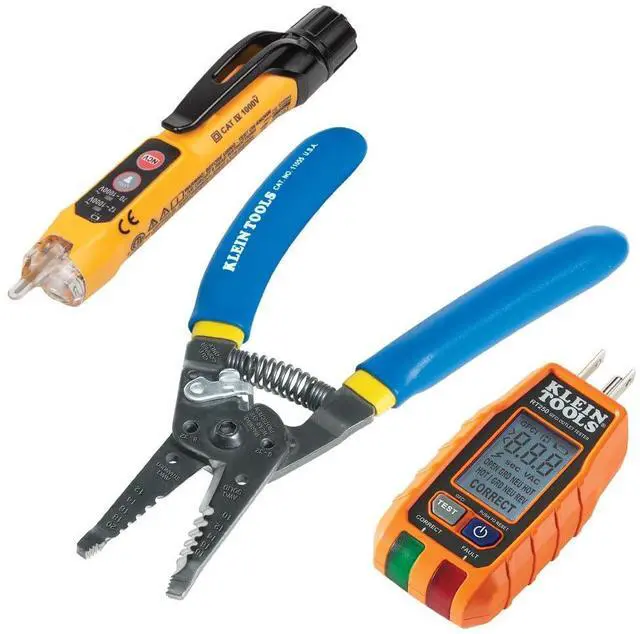 Main image of 80041 Outlet Repair Tool Kit with GFCI Receptacle Tester, Non Contact Voltage Tester and Wire Stripper, 3-Piece