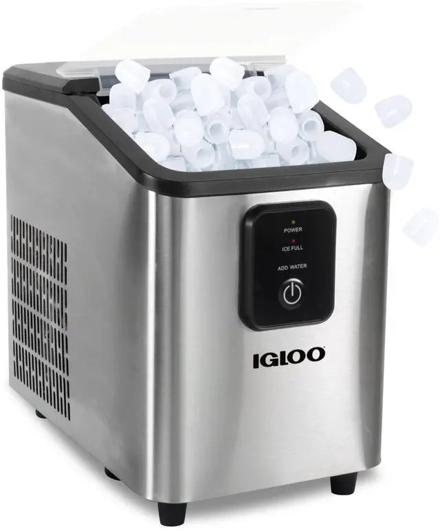 Main image of Self-Cleaning Countertop Ice Maker - Compact and Portable - Creates 26 lbs. Per Day, 8 Pieces Ready Every 7-8 Minutes - Includes Ice Scoop and Basket - Stainless Steel