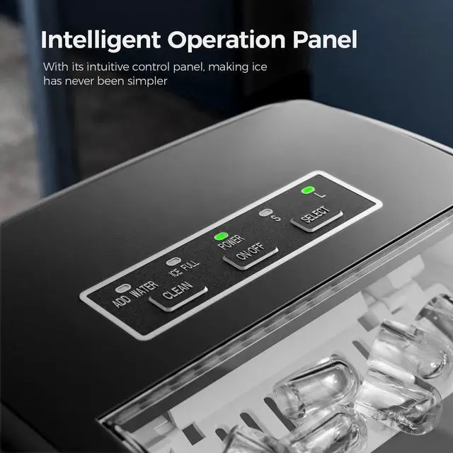 Alt view image 3 of 7 - Ice Makers Countertop,26Lbs/24H,9 Cubes in 6 Mins,Portable Ice Maker Machine with Self-Cleaning,2 Sizes of Bullet Ice,Perfect for Home Kitchen(Black)
