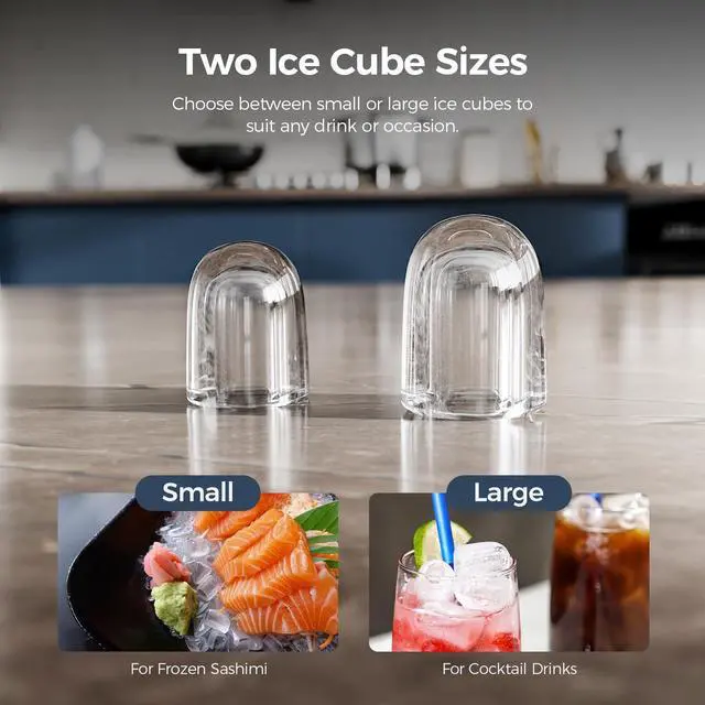 Alt view image 4 of 7 - Ice Makers Countertop,26Lbs/24H,9 Cubes in 6 Mins,Portable Ice Maker Machine with Self-Cleaning,2 Sizes of Bullet Ice,Perfect for Home Kitchen(Black)