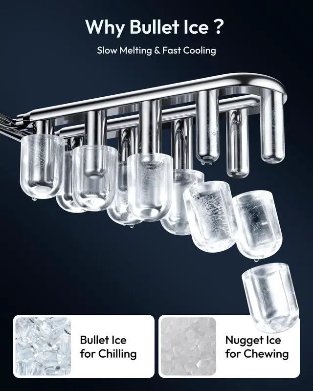 Alt view image 3 of 7 - Countertop Ice Maker Machine with Handle, 26lbs in 24Hrs, 9 Ice Cubes Ready in 6 Mins, Auto-Cleaning Portable Ice Maker with Basket and Scoop, for Home/Kitchen/Camping/RV. (Black)