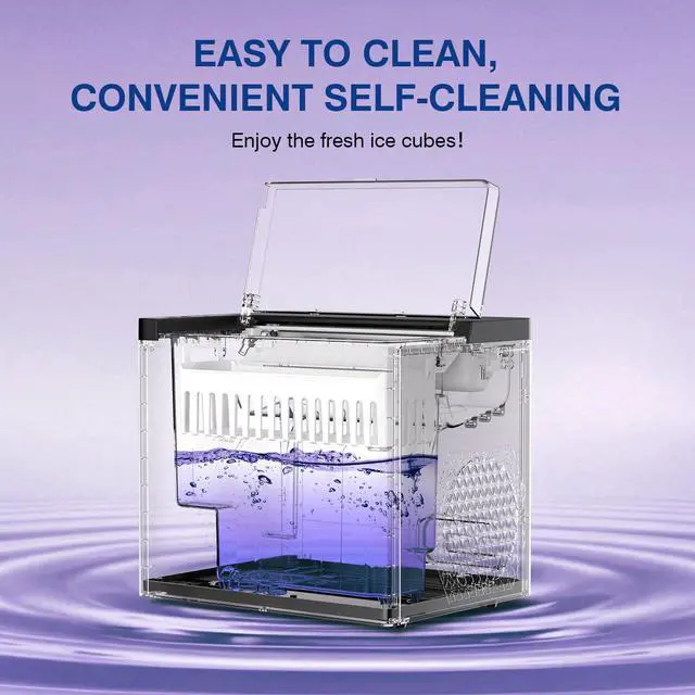 Alt view image 4 of 7 - Ice Makers Countertop, 9 Ice Cubes in 6 Mins Portable Ice Maker, 2 Sizes of Bullet Ice (S/L) Small Ice Machine for Home Kitchen Camping (Inky)