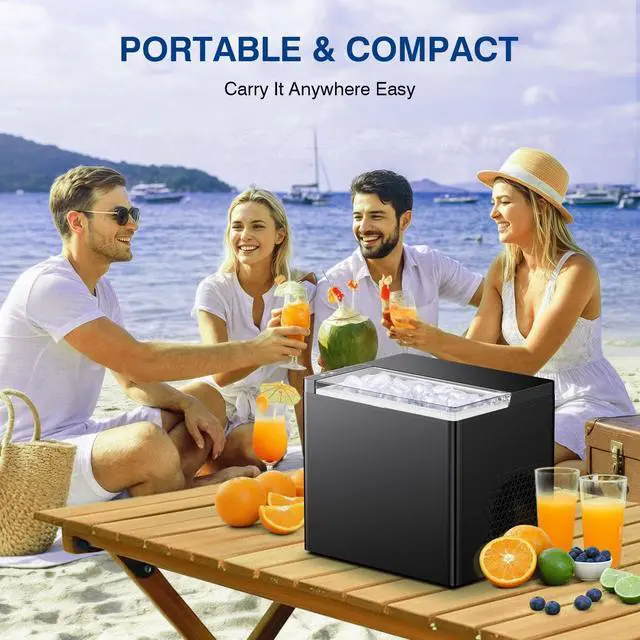 Alt view image 7 of 7 - Ice Makers Countertop, 9 Ice Cubes in 6 Mins Portable Ice Maker, 2 Sizes of Bullet Ice (S/L) Small Ice Machine for Home Kitchen Camping (Inky)