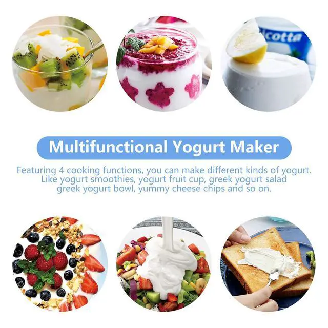 Alt view image 4 of 7 - Bear Yogurt Maker, Greek Yogurt Maker Machine with Strainer and Timer Control, Stainless Steel Inner Pot, Automatic Digital with 2 Glass Jars 1 Quart for Home Organic Yogurt, Cheese, Fruit Wine