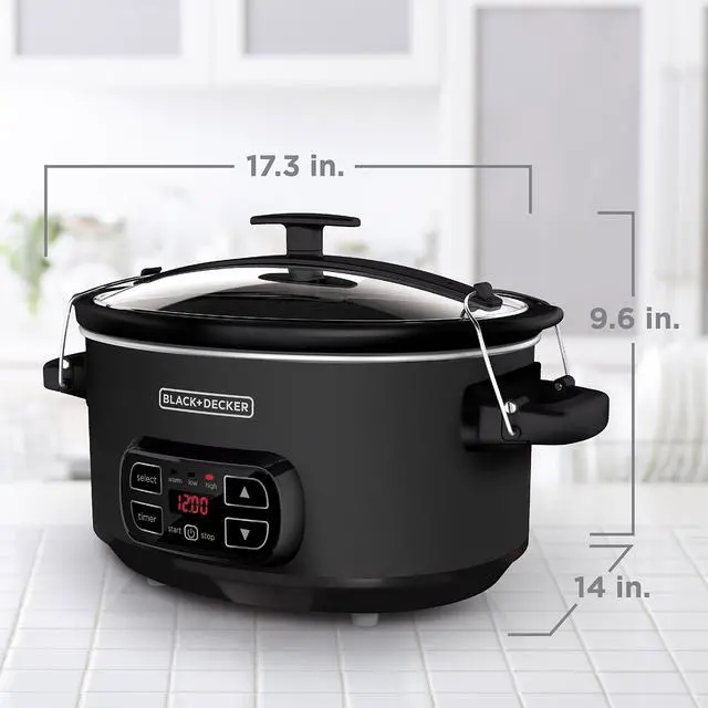 Alt view image 3 of 5 - 7-Quart Slow Cooker, SCD4007, Chalkboard Exterior, Locking Lid, 3 Heat Settings, Removable Stoneware Crock