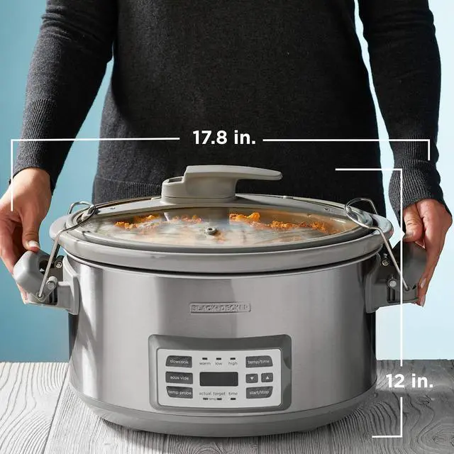 Alt view image 7 of 7 - 7-Quart Digital Slow Cooker, SCD7007SSD, Temperature Probe, Sous-Vide, Locking Lid, Removable Stoneware Crock