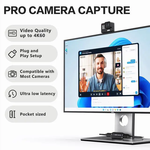 Alt view image 2 of 7 - Cam Link 4K External Capture Card for DSLR Camcorder ActionCam as Webcam, HDMI to USB 3.0, Meet/Stream/Record in 4K60/1080p120, Easy Connect for OBS/Zoom, Windows/Mac