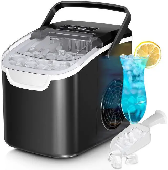 Main image of Countertop Ice Maker Machine, 8 Ice Cubes in 6 mins, 26lb/Day Ice with 2 Sizes- Portable Mini, Energy Saving & Basket/Scoop for Home/Party/Travel/Camping/Bar, Dark Black
