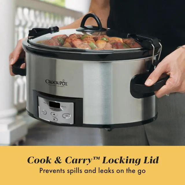 Alt view image 4 of 7 - 6 Quart Cook & Carry Programmable Slow Cooker with Digital Timer Stainless Steel (CPSCVC60LL-S) pack of 1