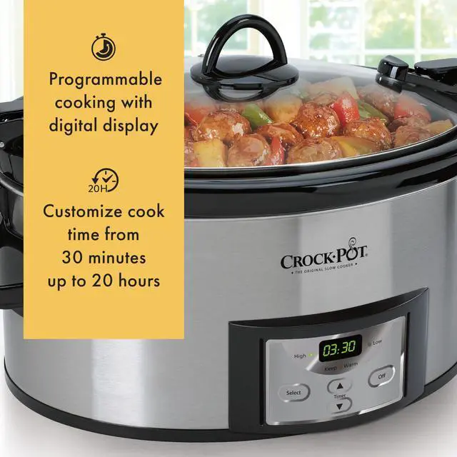Alt view image 5 of 7 - 6 Quart Cook & Carry Programmable Slow Cooker with Digital Timer Stainless Steel (CPSCVC60LL-S) pack of 1