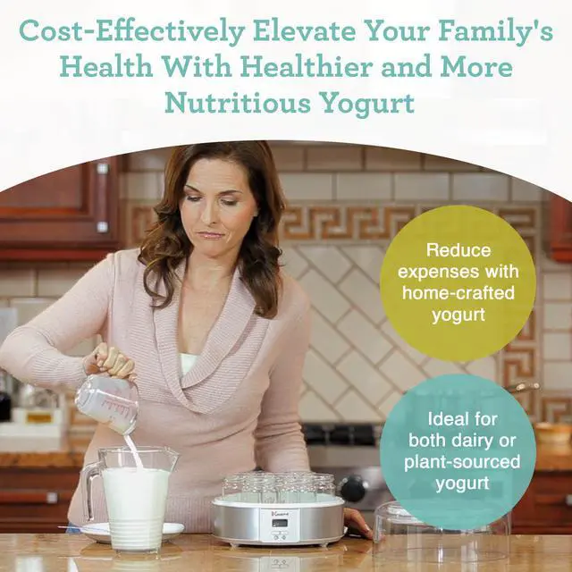 Alt view image 3 of 5 - Yogurt Maker - YMX650 Automatic Digital Yogurt Maker Machine with Set Temperature - Includes 7-6 oz. Reusable Glass Jars and 7 Rotary Date Setting Lids for Instant Storage