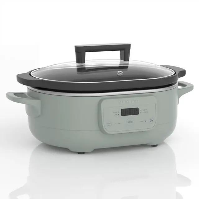 Main image of 6 Quart Programmable Slow Cooker Removable Healthy Nonstick Pot - Small Kitchen Appliance for Family Dinners - Serves 6+ People - Heat Settings: Keep Warm Olive