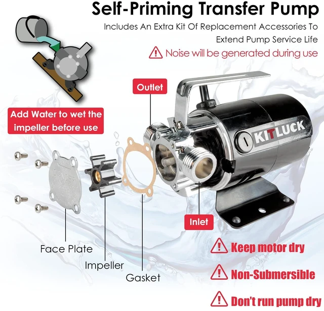 Alt view image 4 of 7 - Water Transfer Pump, 115V 1/10HP 330GPH Utility Water Pump Electric With 2 * 6ft Suction Hose, Portable Small Water Pump For Pool Draining, Removing Water From Rain Barrel, Aquariums, etc