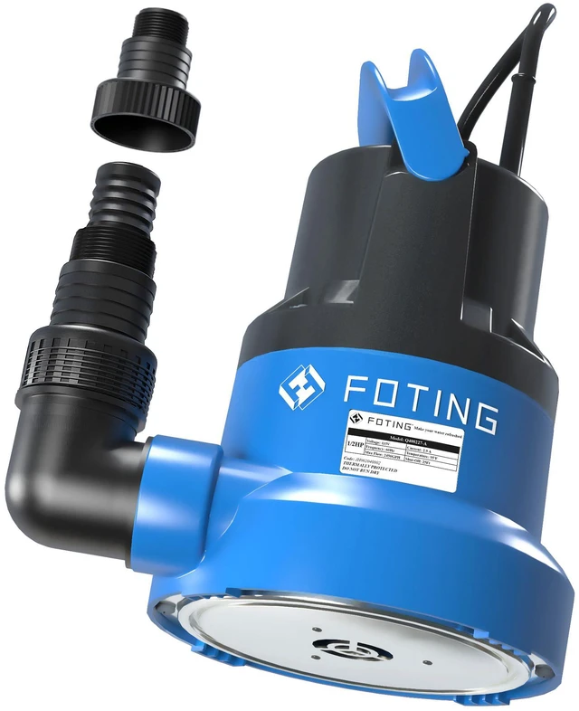 Main image of 1/2HP Submersible Water Pump with Stainless Steel Base - Removes Water to 0.04" Depth, 2450GPH Portable Sump Pump for Puddles, Pools, Boats, Gardens & Ponds - 10Ft Cord Included