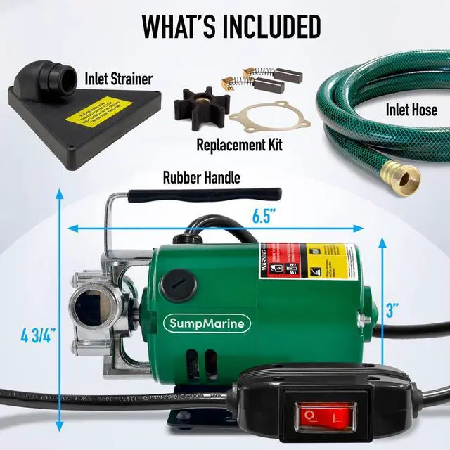 Alt view image 2 of 7 - Water Transfer Pump, 115V 330 Gallon Per Hour - Portable Electric Utility Pump with ON/OFF Switch and 6' Water Hose Kit - Remove Water From Garden, Hot Tub, Pool, Aquariums, and More