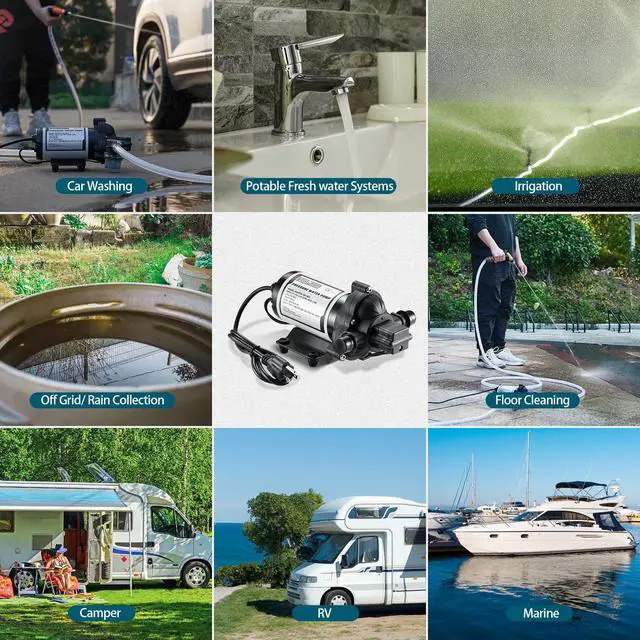 Alt view image 5 of 5 - RV Water Pumps Pressure Pump 115V AC with Pressure Switch, Self-priming Water Pump 4.0GPM 45PSI, Fresh Water Pump for RV Kitchen Barthroom Marine Yacht Garden Diaphragm Pump