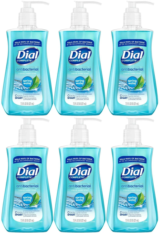 Main image of Dial Antibacterial Liquid Hand Soap Spring Water 7.5 oz (6-Pack)