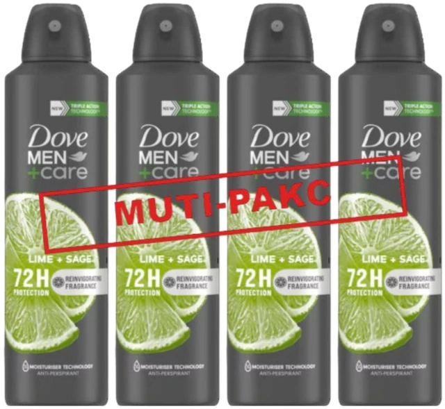 Main image of Dove Men Antiperspirant Spray Lime & Sage 150 ml 4 PACK