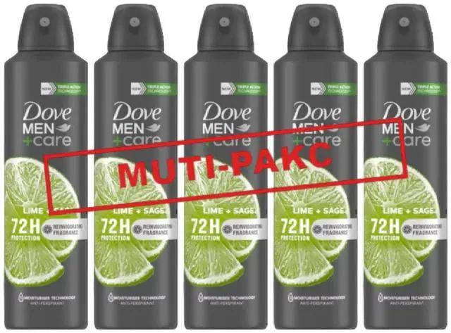 Main image of Dove Men Antiperspirant Spray Lime & Sage 150 ml 5 PACK