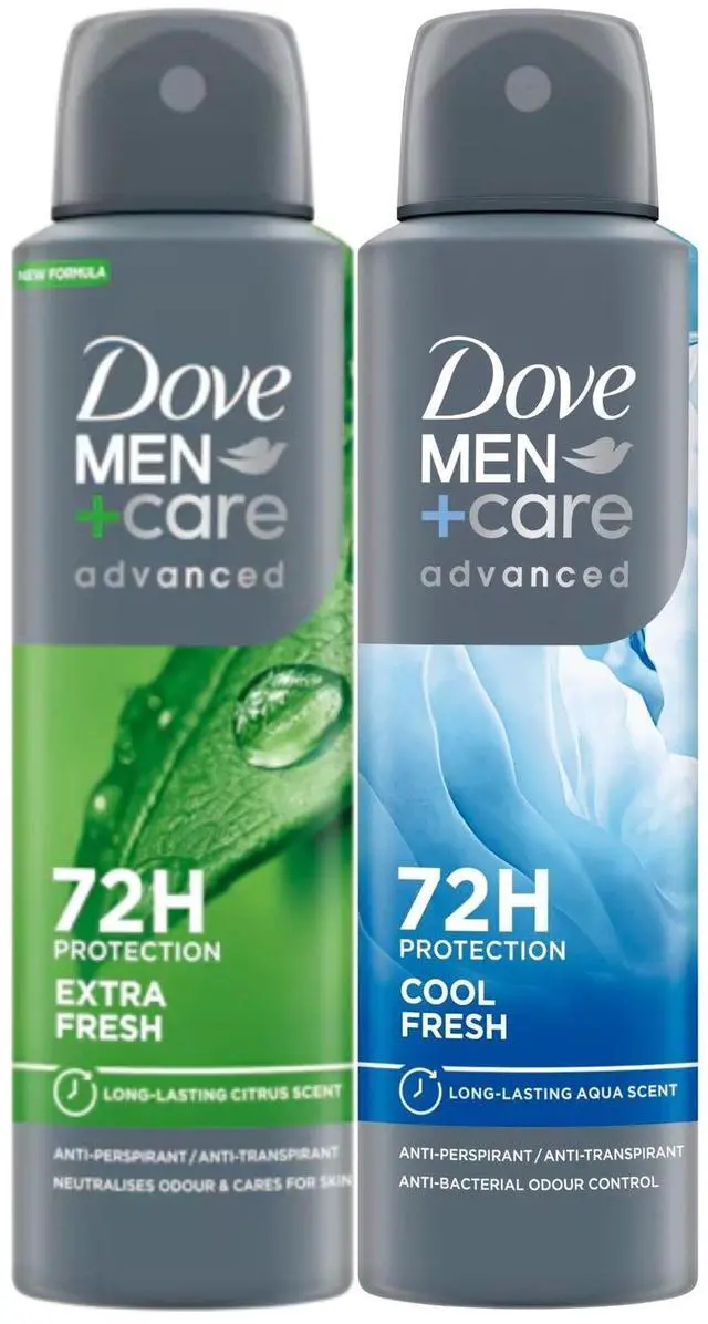 Main image of Dove Men+Care Advanced Extra Fresh & Cool Fresh Antiperspirant Spray Duo 150 ml