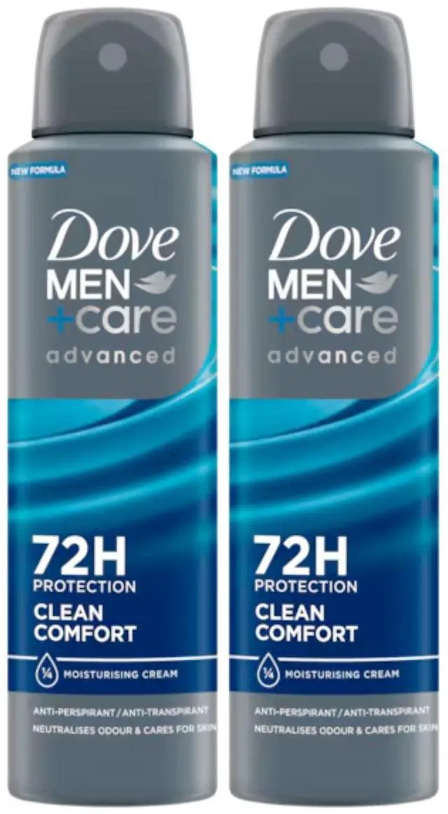 Alt view image 2 of 3 - Dove Men+Care Advanced Spray Antiperspirant Variety Pack 2 Clean Comfort / 2 Extra Fresh 150 ml
