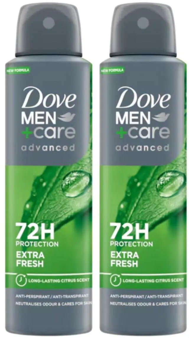 Alt view image 3 of 3 - Dove Men+Care Advanced Spray Antiperspirant Variety Pack 2 Clean Comfort / 2 Extra Fresh 150 ml