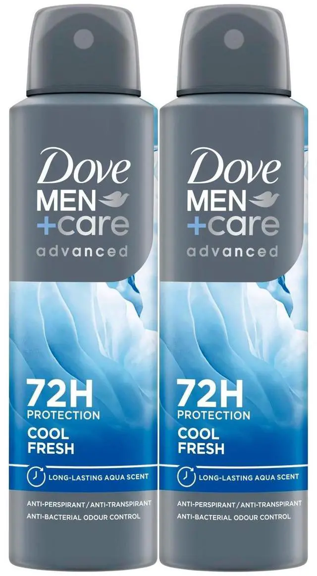 Alt view image 3 of 3 - Dove Men+Care Advanced Spray Antiperspirant Variety Pack 2 Clean Comfort / 2 Cool Fresh 150 ml