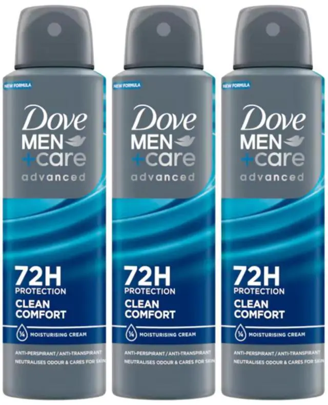 Alt view image 2 of 3 - Dove Men+Care Advanced Spray Antiperspirant Variety Pack 3 Clean Comfort / 3 Extra Fresh 150 ml