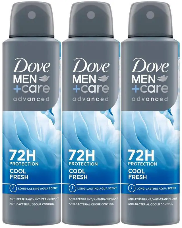 Alt view image 3 of 3 - Dove Men+Care Advanced Spray Antiperspirant Variety Pack 3 Extra Fresh / 3 Cool Fresh 150 ml