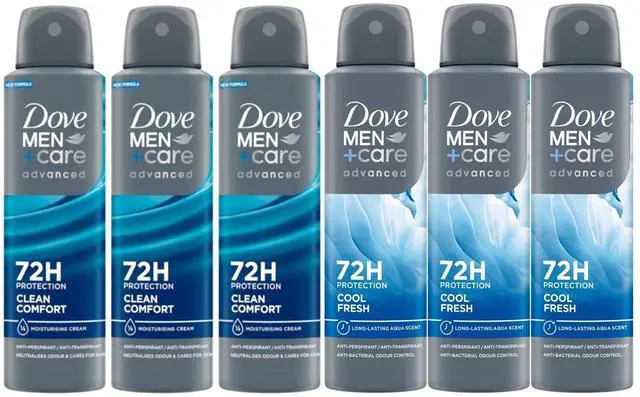 Main image of Dove Men+Care Advanced Spray Antiperspirant Variety Pack 3 Clean Comfort / 3 Cool Fresh 150 ml