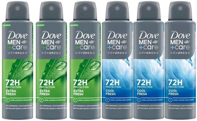 Main image of Dove Men+Care Advanced Spray Antiperspirant Variety Pack 3 Extra Fresh / 3 Cool Fresh 150 ml