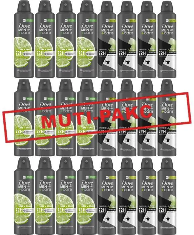 Main image of Dove Men+Care Antiperspirant Spray Bundle - 12 Lime & Sage + 12 Invisible Fresh 150ml Each