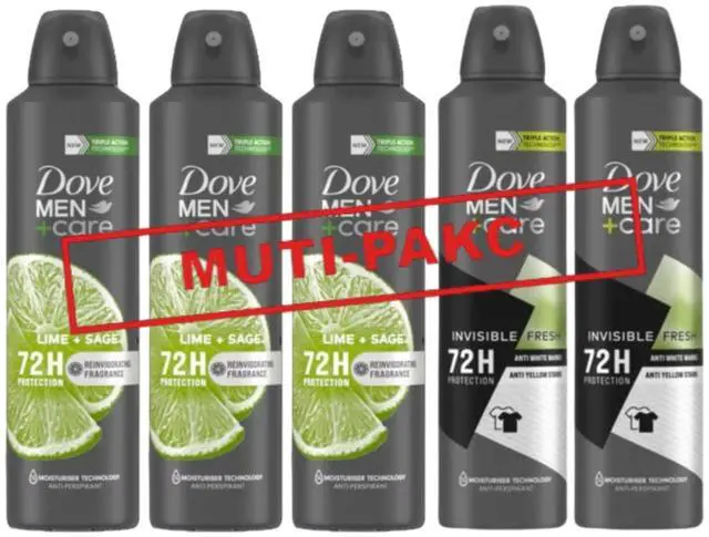 Main image of Dove Men+Care Antiperspirant Spray Bundle - 3 Lime & Sage + 2 Invisible Fresh 150ml Each