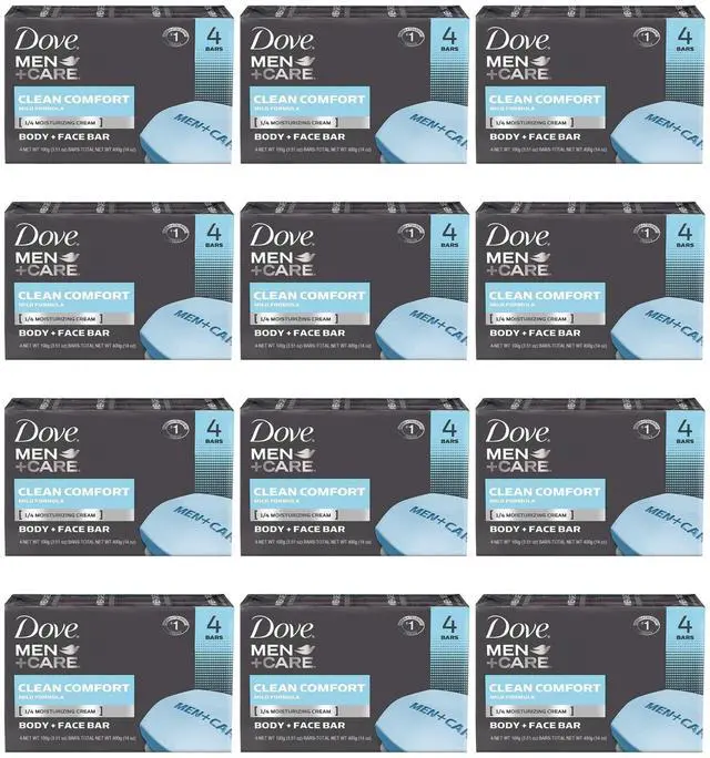 Alt view image 4 of 4 - Dove Men+Care Body + Face Bar Soap, Clean Comfort Mild Formula, 3.51 oz, 4 Bars (1-Pack / 4 Count (Pack of 1))