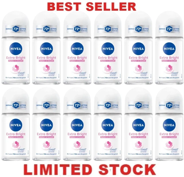 Main image of Nivea Extra Brightening Roll-On Antiperspirant 12 x 50ml