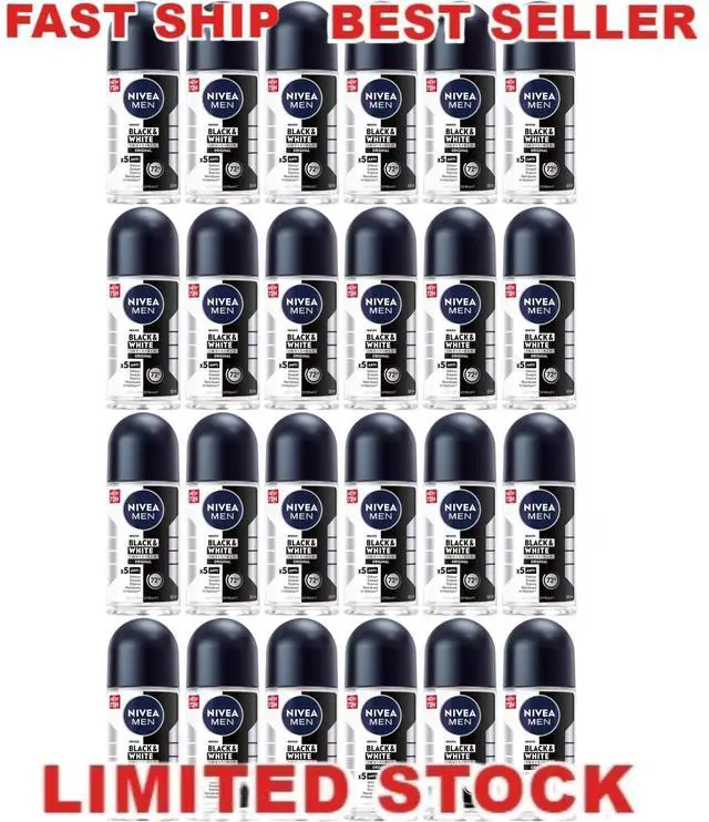 Main image of Nivea Men Black & White Original Roll-On Deodorant 24 x 50ml