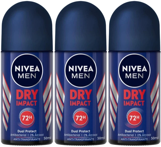 Main image of Nivea Men Dry Impact Roll-On Antiperspirant Deodorant 50 ml (3-Pack)