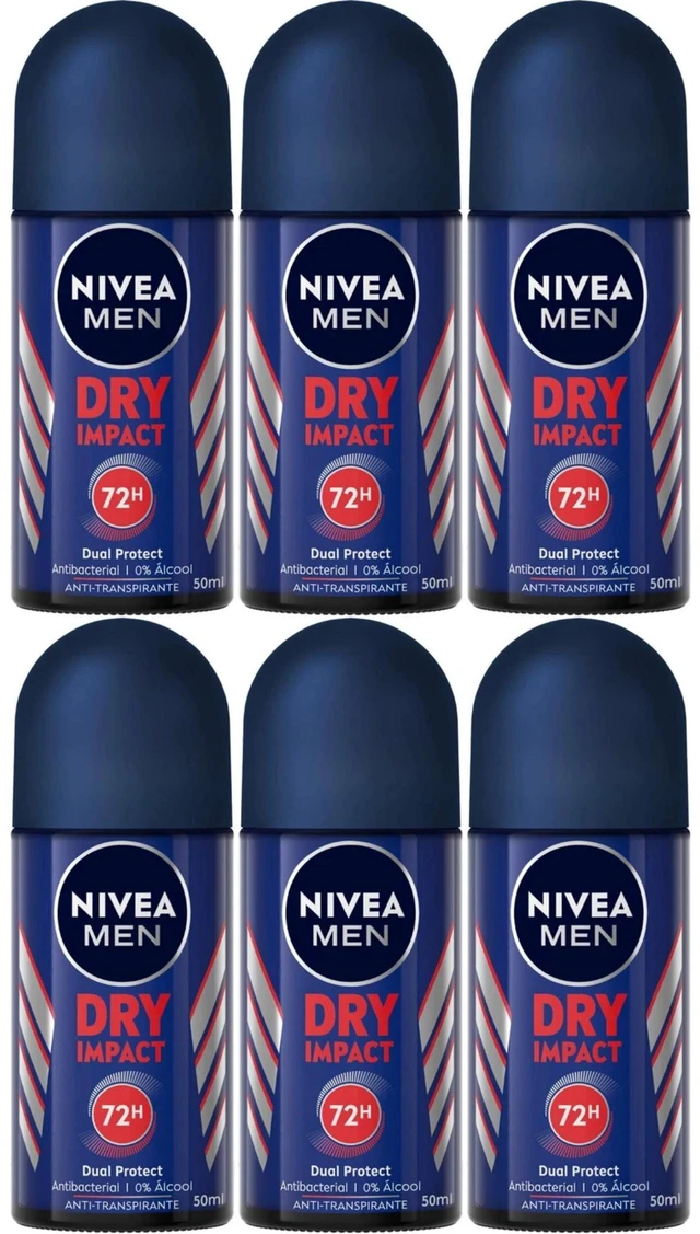 Alt view image 3 of 4 - Nivea Men Dry Impact Roll-On Antiperspirant Deodorant 50 ml (3-Pack)